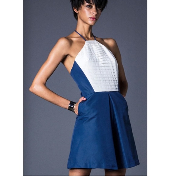 Wai Ming Halter Blue Dress Sz 2 - Picture 1 of 13